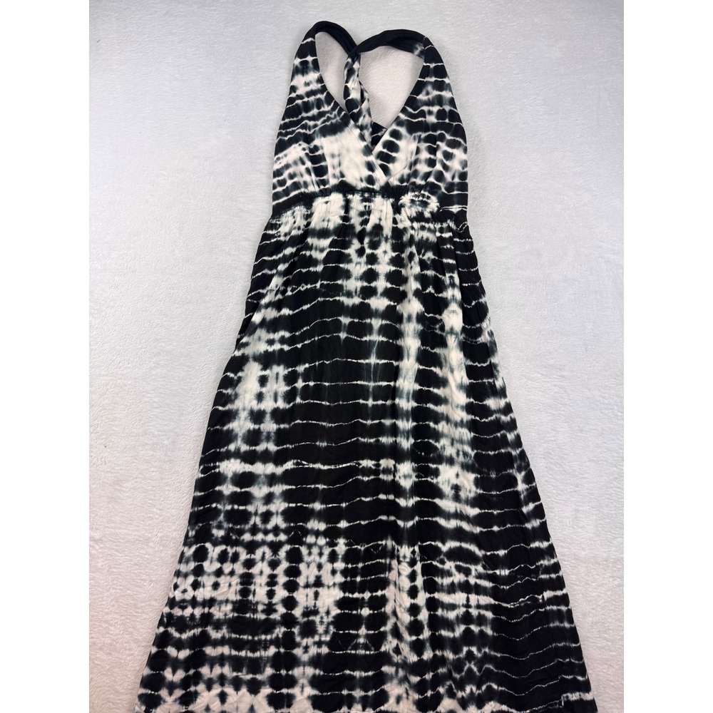 Hard Tail Forever Womens Black White Tie Dye Twisted Racerback Maxi Dress XS